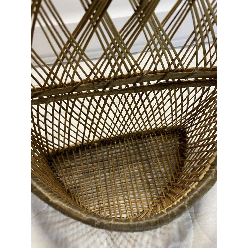 Wicker Hanging Wall Basket Boho Decor Cottage Core Loop Shape Wall Hanging